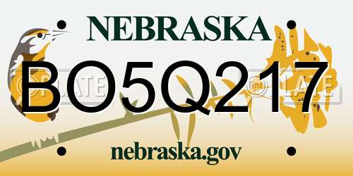 BO5Q217 Nebraska License Plate