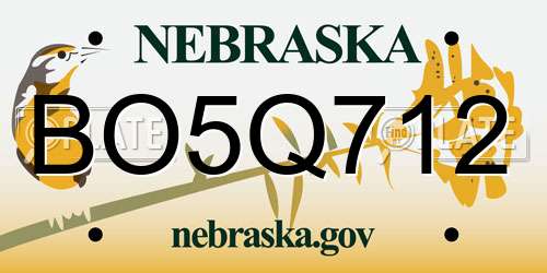 BO5Q712 Nebraska License Plate