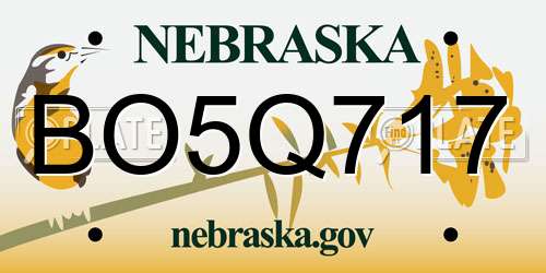 BO5Q717 Nebraska License Plate