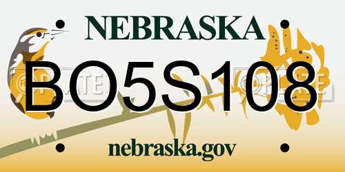 BO5S108 Nebraska License Plate
