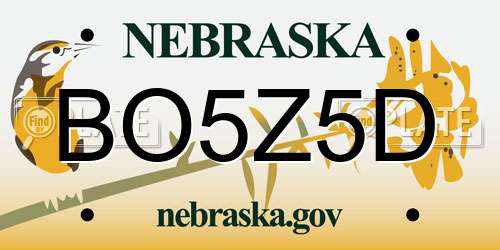 BO5Z5D Nebraska License Plate