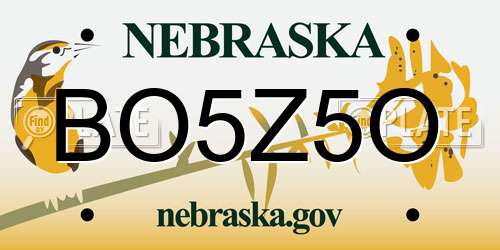 BO5Z5O Nebraska License Plate