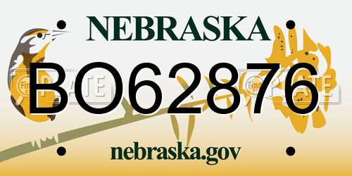 BO62876 Nebraska License Plate