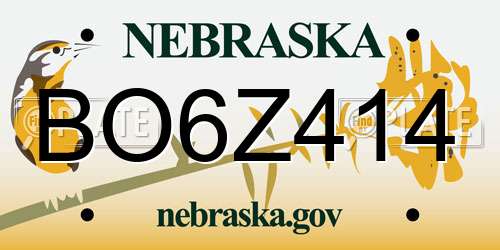 BO6Z414 Nebraska License Plate