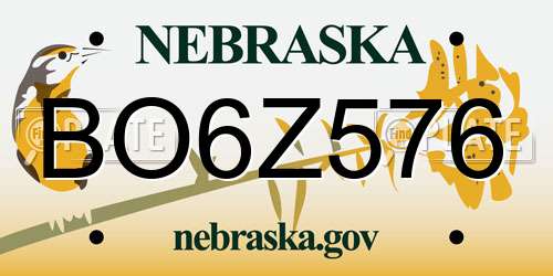 BO6Z576 Nebraska License Plate