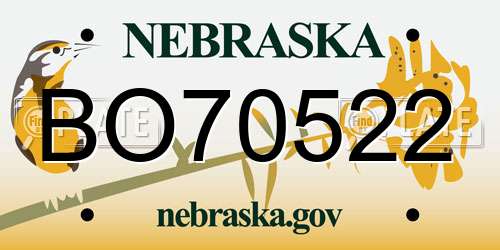 BO70522 Nebraska License Plate