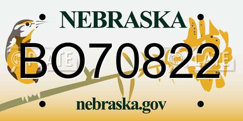 BO70822 Nebraska License Plate