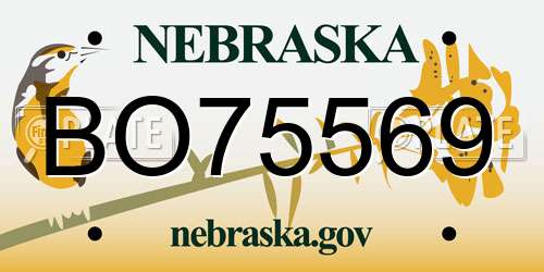 BO75569 Nebraska License Plate