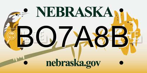 BO7A8B Nebraska License Plate