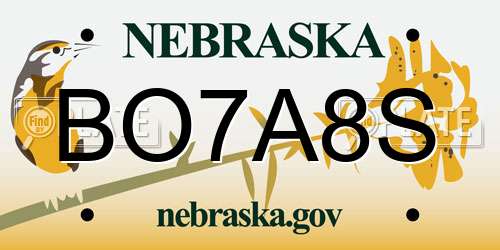 BO7A8S Nebraska License Plate