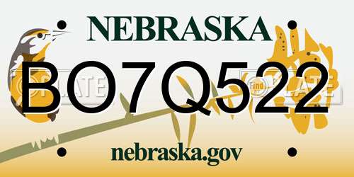 BO7Q522 Nebraska License Plate