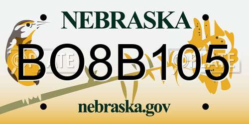 BO8B105 Nebraska License Plate