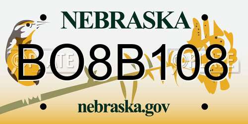 BO8B108 Nebraska License Plate