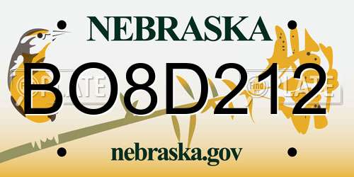 BO8D212 Nebraska License Plate