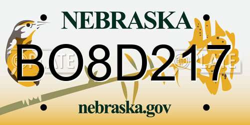BO8D217 Nebraska License Plate