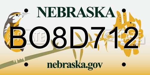 BO8D712 Nebraska License Plate