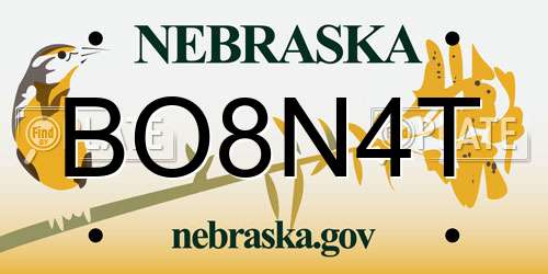 BO8N4T Nebraska License Plate