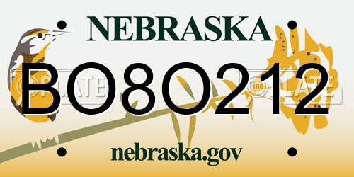 BO8O212 Nebraska License Plate