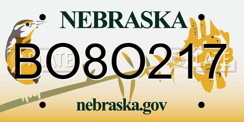 BO8O217 Nebraska License Plate