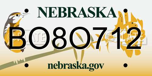 BO8O712 Nebraska License Plate