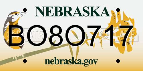 BO8O717 Nebraska License Plate