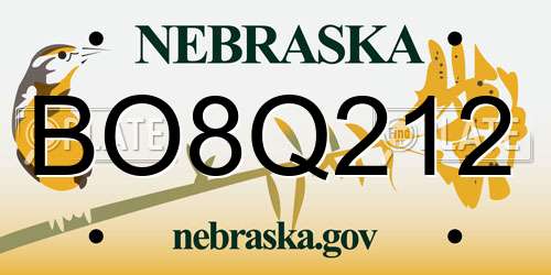 BO8Q212 Nebraska License Plate