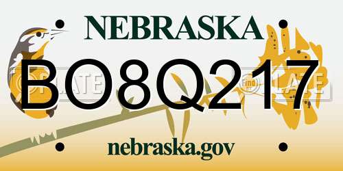 BO8Q217 Nebraska License Plate