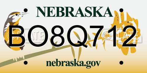 BO8Q712 Nebraska License Plate