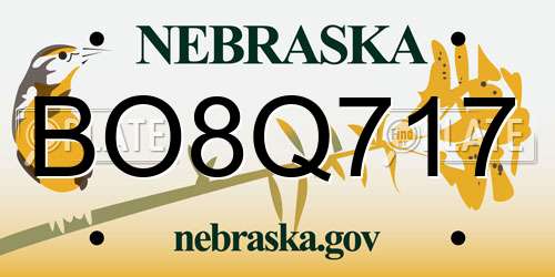BO8Q717 Nebraska License Plate
