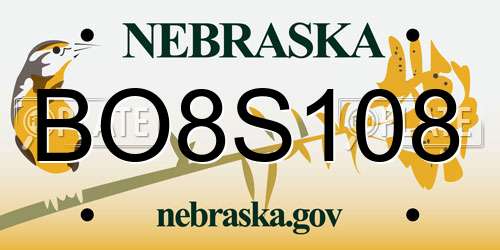 BO8S108 Nebraska License Plate