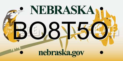 BO8T5O Nebraska License Plate