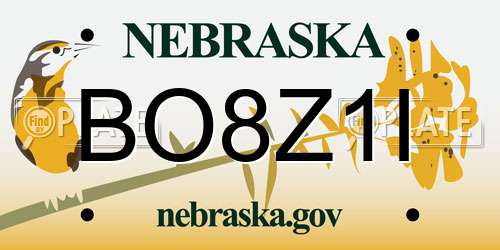 BO8Z1I Nebraska License Plate