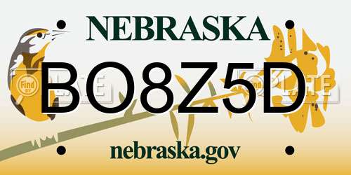 BO8Z5D Nebraska License Plate