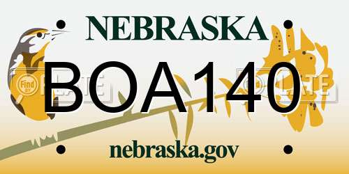 BOA140 Nebraska License Plate