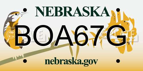 BOA67G Nebraska License Plate