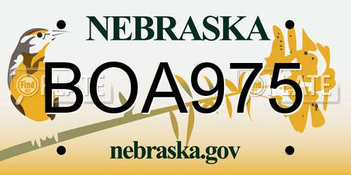 BOA975 Nebraska License Plate