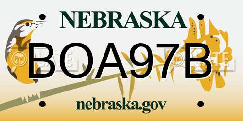 BOA97B Nebraska License Plate