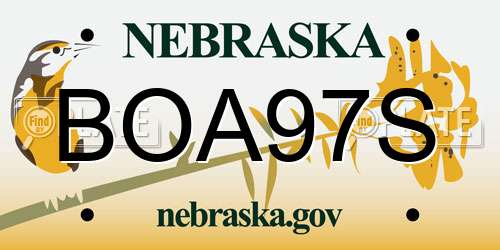BOA97S Nebraska License Plate