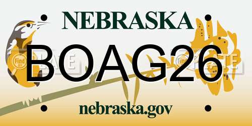 BOAG26 Nebraska License Plate