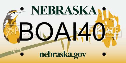 BOAI40 Nebraska License Plate