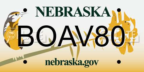 BOAV80 Nebraska License Plate