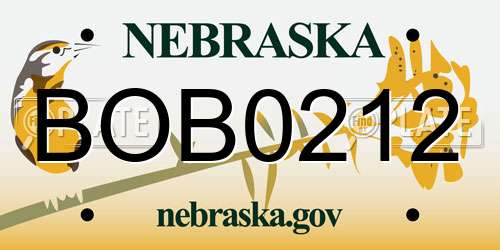 BOB0212 Nebraska License Plate