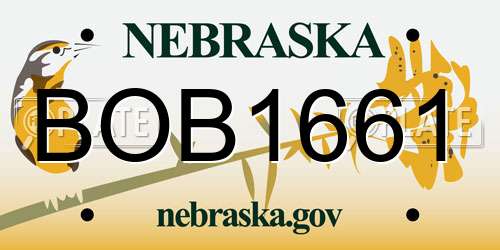 BOB1661 Nebraska License Plate