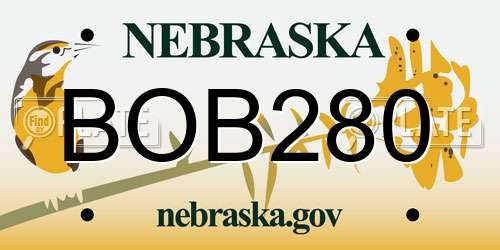 BOB280 Nebraska License Plate