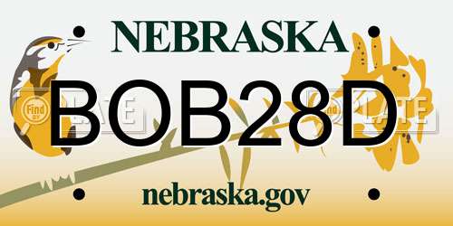 BOB28D Nebraska License Plate