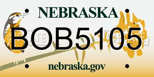 BOB5105 Nebraska License Plate
