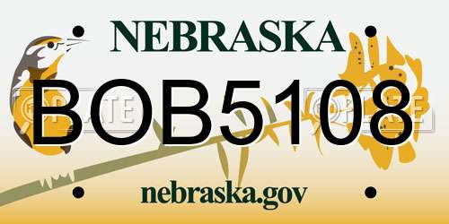 BOB5108 Nebraska License Plate