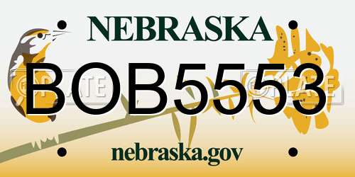 BOB5553 Nebraska License Plate
