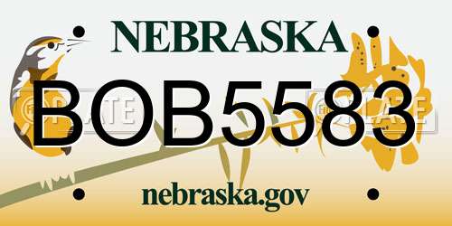 BOB5583 Nebraska License Plate