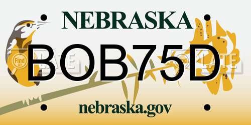 BOB75D Nebraska License Plate